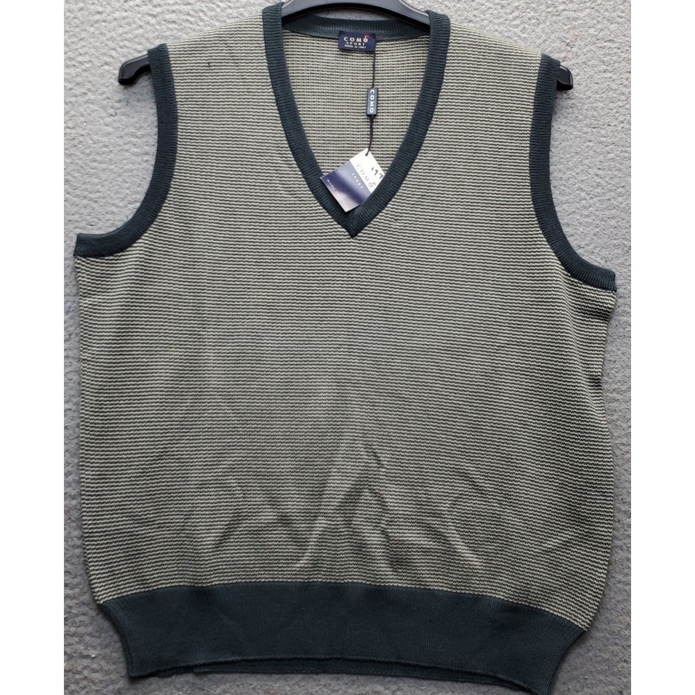 Como Sport Sweater Vest Womens M Multi Striped Pura Lana Wool V-Neck Pullover